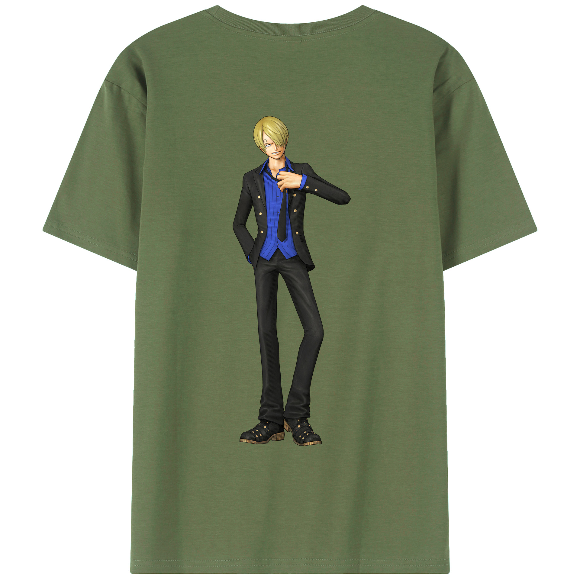 （画像用） ワンピース サンジ ONE PIECE Sanji 綿100％ メンズ半袖Tシャツ（バックプリント） 通気性
